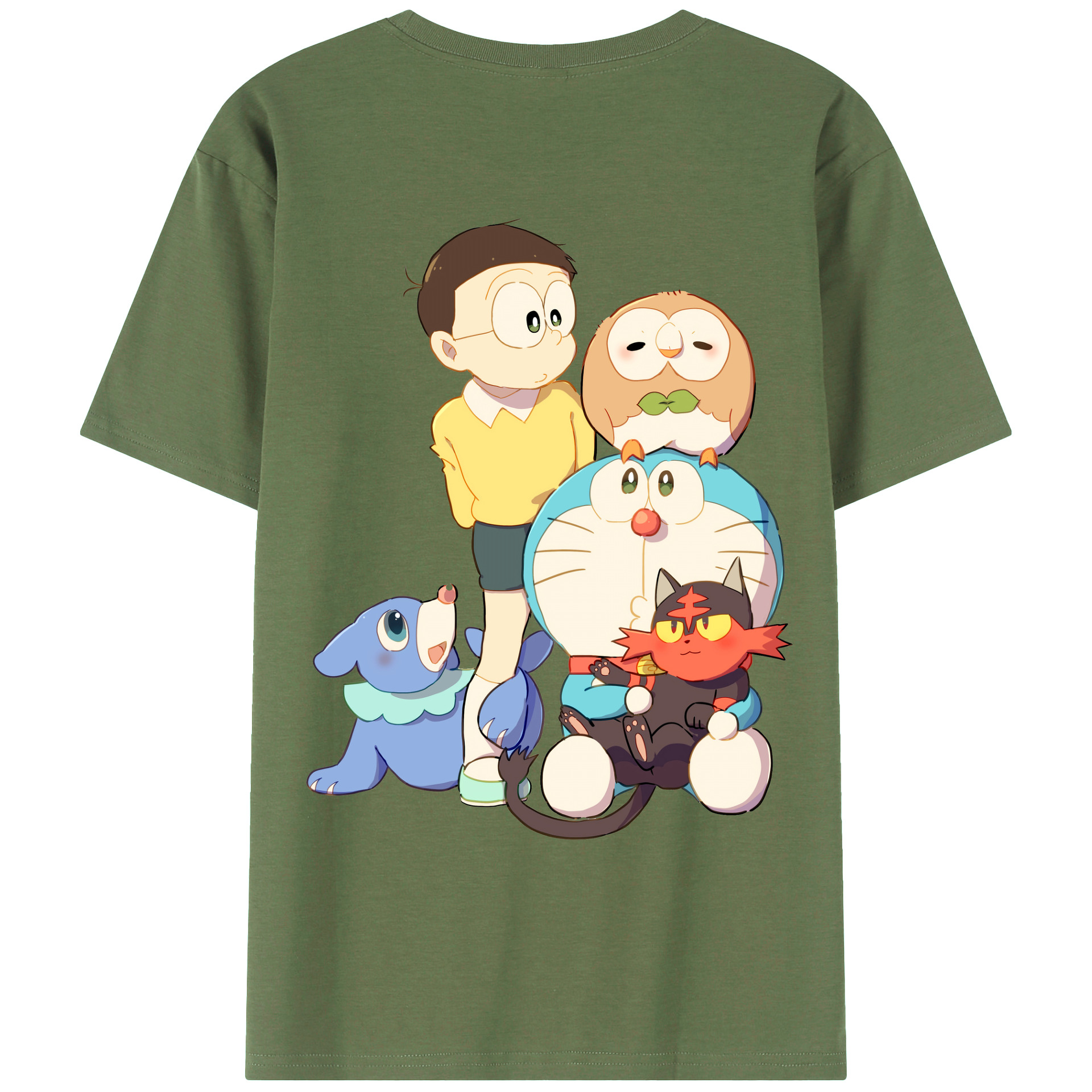 （画像用） ドラえもん Doraemon 綿100％ メンズ半袖Tシャツ（バックプリント） 通気性